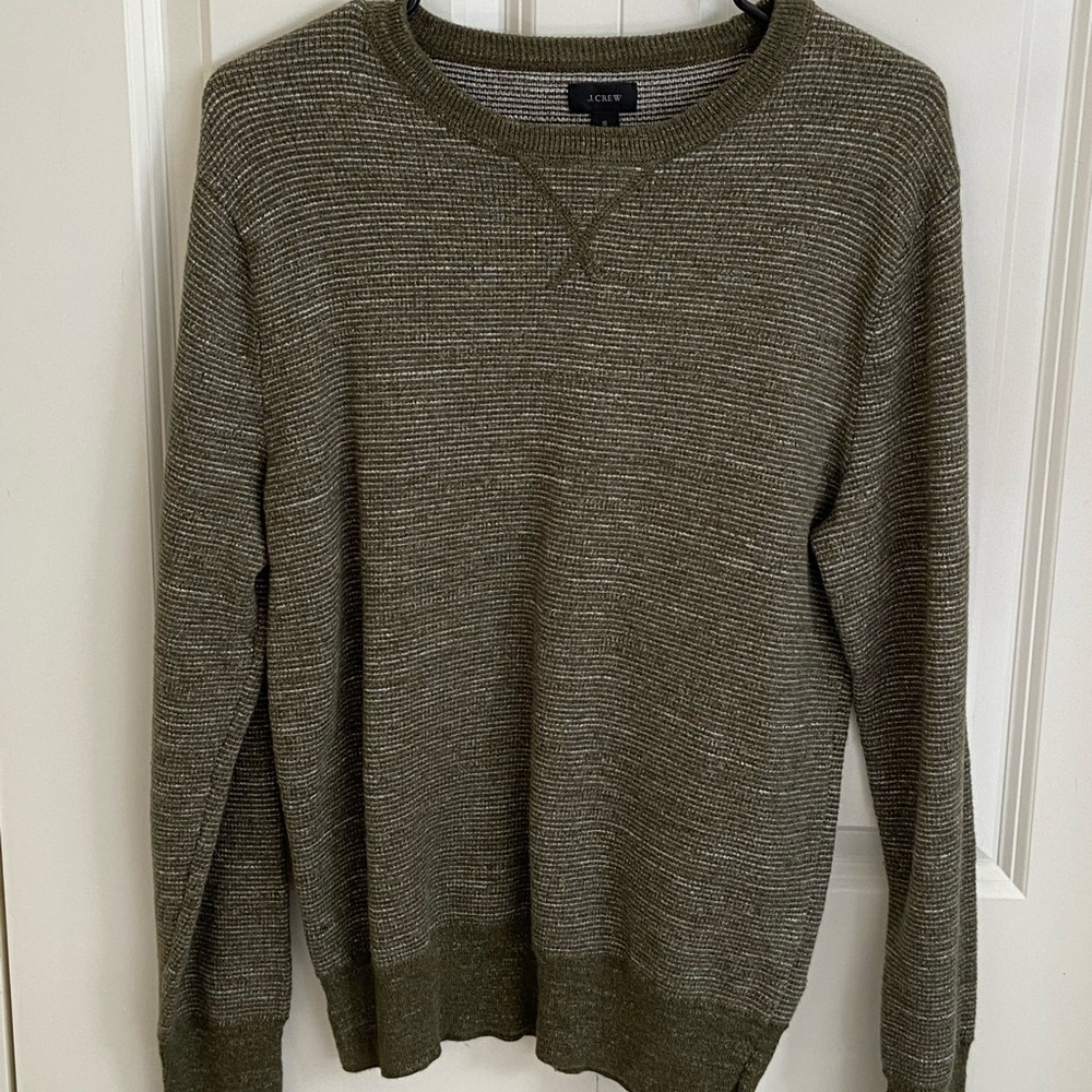 J Crew: Green, small crew neck sweater. - Picture 1 of 3